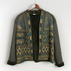 Tribal Jeans Southwestern Embroidered Open Jacket